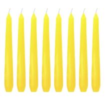 Kit 10 Velas Castiçal Amarelo Lisa 20 Cm Castiçal Candelabro