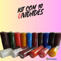 Kit 10 Velas De 7 Dias Coloridas 100% Parafina Pura 250g