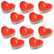 Kit 10 Velas Decorativas Formato Coração Vermelho Com Aroma De Morango Dia Dos Namorados