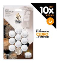 Kit 10 Velas réchaud Flutuante Aromática Perfumada De Cedro + 1 Vaso De Aluminio
