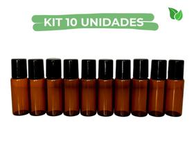 KIT 10 - Vidrinho Roll On Ambar 5ml Tampa Preta