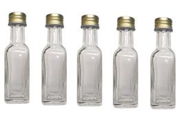 Kit 10 Vidrinhos whisky mini 20ml c/ Tampa aluminio dourada 8,5cm - Lynx Produções artistica
