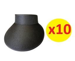 Kit 10 Viseiras Tiara Arco Preto Aba 12cm c/ Elástico Praia