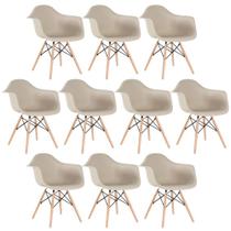KIT - 10 x cadeiras Charles Eames Eiffel DAW com braços - Base de madeira clara -