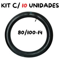 kIT 10 X Câmaras de Ar Traseira Moto Honda Biz 100 125 Pop 100 Aro 14. 80 100 14 Válvula Schrader Preta Alta Resistência Kross Link