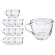 Kit 10 Xicaras Vidro Resistente 150ML Para Cha Cafe Transparente