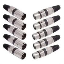 Kit 10 XLR Canon Macho/Fêmea para Mesa de Som e PA