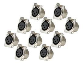 Kit 10 Xlr Conector Femea Painel Metal Santo Angelo Sa2x