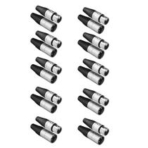 Kit 10 Xlr Fêmea + 10 Xlr Macho 3 Pinos Niquelados Roxtone Cor Prateado Com Preto Kit 10 Xlr Fêmea + 10 Xlr Macho 3 Pinos Niquelados Roxtone Cor Prateado Com Preto