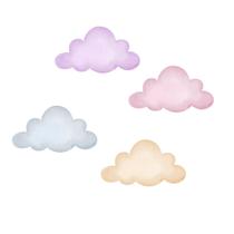 Kit 100 adesivos de parede nuvens coloridas bebê decoração quarto menina