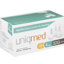 Kit 100 Agulhas Para Caneta Insulina 4 Mm X 32 G Uniqmed