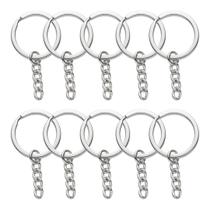 Kit 100 Argolas Chaveiro Italiana 28mm Com Corrente Prata Kit 100 Argolas Chaveiro Italiana 28mm Com Corrente Prata