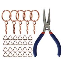 Kit 100 Argolas Rose Gold 23mm Triângulos 8mm Com Alicate Bico Reto