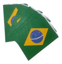 Kit 100 Bandeira Do Brasil Para Varal Plástica Grande 30x47