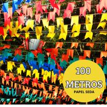 Kit 100 Bandeirinhas papel de seda Festa Junina Decoração São João Bandeirola Colorida