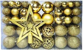 Kit 100 Bolas de Natal Douradas Lisas Foscas e Glitter Decoração Completa Árvores e Festas