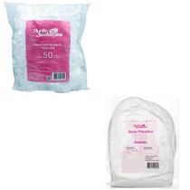 Kit 100 Botas Plásticas + 50 Protetores de Bacia de Pés Pedicure Descartáveis Arte Sedução Kit 100 Botas Plásticas + 50 Protetores de Bacia de Pés Pedicure Descartáveis Arte Sedução