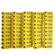 Kit 100 Brinco Bovino para Gado Numerado 101 a 200 Amarelo