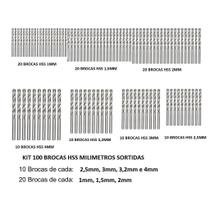 Kit 100 Brocas Aço Rapido 1 mm a 4 mm HSS DIN338