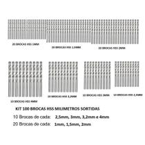 Kit 100 Brocas Aço Rapido 1 Mm A 4 Mm Hss Din338