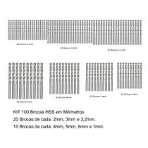Kit 100 Brocas Aço Rapido 2 mm a 7 mm HSS DIN338 FERTAK Kit 100 Brocas Aço Rapido 2 mm a 7 mm HSS DIN338 FERTAK