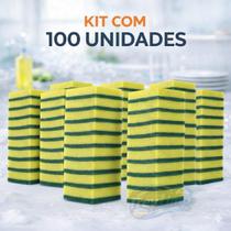 Kit 100 Buchas Lavar Louça Esponja Dupla Face Cozinha Kit 100 Buchas Lavar Louça Esponja Dupla Face Cozinha