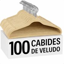 Kit 100 Cabides De Veludo Adulto Slim Para Roupas Antideslizante Ultrafino Gancho Metal Premium
