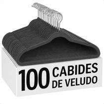 Kit 100 Cabides De Veludo Adulto Slim Para Roupas Antideslizante Ultrafino Gancho Metal Premium