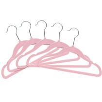 Kit 100 Cabides De Veludo Rosa Antideslizante Slim Aveludado