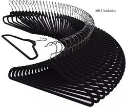 Kit 100 Cabides De Veludo Slim Ultra Finos Antideslizante