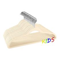 Kit 100 Cabides Infantil em Veludo bege creme Organizador