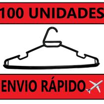 Kit 100 Cabides Para Roupas - Cabide Adulto Redondo Preto
