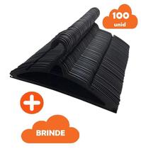 Kit 100 Cabides Preto Slim Adulto Reforçado com Gancho Central para Gravatas e Cintos Fino Kit 100 Cabides Preto Slim Adulto Reforçado com Gancho Central para Gravatas e Cintos Fino