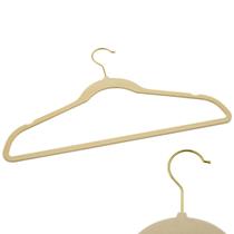 Kit 100 Cabides Veludo Bege e Gancho Dourado Antideslizantes Kit 100 Cabides Veludo Bege e Gancho Dourado Antideslizantes