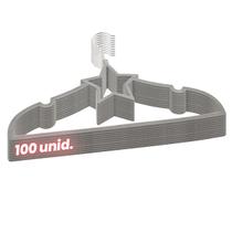 Kit 100 Cabides Veludo cinza Antideslizantes Formato Estrela Kit 100 Cabides Veludo cinza Antideslizantes Formato Estrela