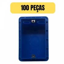 Kit 100 caixa de luz embutir 4x2 pvc alvenaria azul peesa