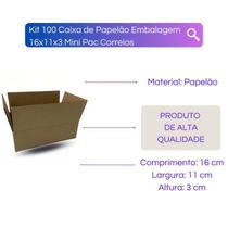 Kit 100 Caixa De Papelão Embalagem 16X11X3 Mini Pac