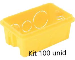 Kit 100 Caixinhas de Luz Embutir 4x2 P/ Tomada ou Interruptor Pvc Amarela - Tramontina 266