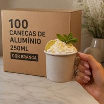 Kit 100 Canecas Moscow Mule Aluminio Branca 250ml para Lembrancinhas Festas Casamentos e Decoracao