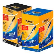 Kit 100 Canetas Bic esferográfica cristal 1.0mm ponta média, 50 un azul e 50 un preta