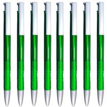 Kit 100 Canetas esferográfica tinta azul sublimática cor verde - atacado