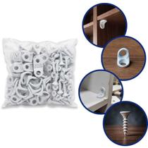 Kit 100 Cantoneira Parafuso 2 Furo Cadeirinha Branca Zamac Suporte Moveis Kit 100 Cantoneira Parafuso 2 Furo Cadeirinha Branca Zamac Suporte Moveis