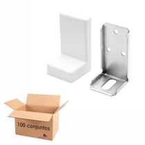 Kit 100 Cantoneira Suporte Aéreo Fixação De Móveis Com Capa