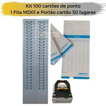 Kit 100 cartões de ponto + chapeira 50 lugares e fita MD01