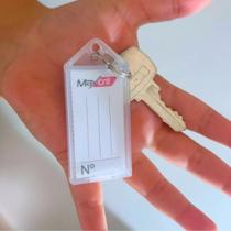Kit 100 Chaveiros Plásticos com Etiqueta Identificação Branca Maxcril Organizador Chaves Prático e Resistente para Casa, Escritório e Condomínio