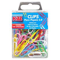 Kit 100 Clips Coloridos de Aço Para Papel n2/0 Revestido em Plástico