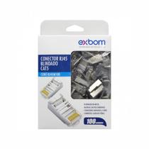 Kit 100 conector blindado rj45 cat5e gigabit exbom