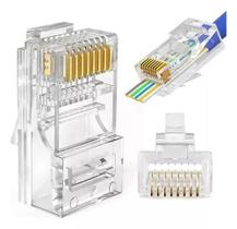 Kit 100 Conector Rj45 De Passagem Ez Crimp Cat5e Ouro Vazado Kit 100 Conector Rj45 De Passagem Ez Crimp Cat5e Ouro Vazado