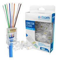 Kit 100 Conector Rj45 De Passagem Ez Crimpagem Cat5e Ouro Vazado
