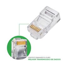 Kit 100 Conector Rj45 Utp Cat5e Banho De Ouro Cabo De Rede